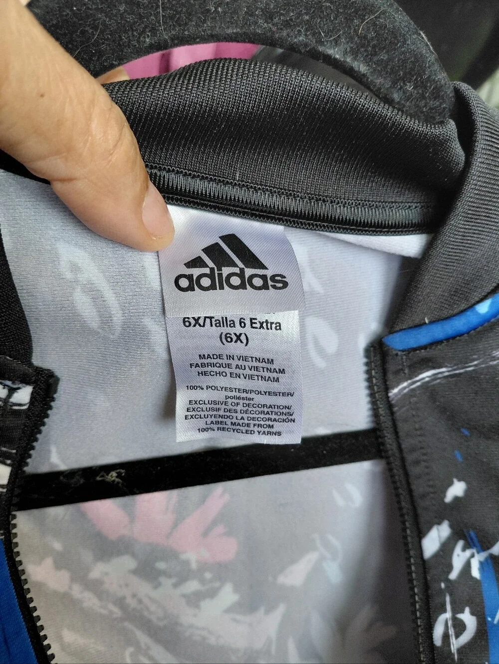 Girls  Adidas Black Floral Print Track Jacket and Joggers Sz 6x